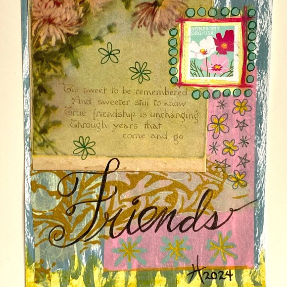 Collage Art Handmade Original Blank Greeting Card and Envelope Frame Ready - Picture 1 of 5